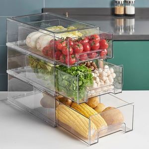 Transparent PET Injection Molded Rectangle Stackable Fridge <b>Storage</b> Box Bins for Refrigerator <b>Drawer</b> Organizer - Product Image 2