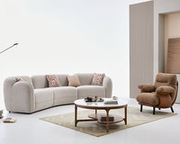 Fauteuil lounge rond en peluche marron Zhida, moderne, luxueux, écologique, de haute qualité, avec détails en cuir et pieds noirs
