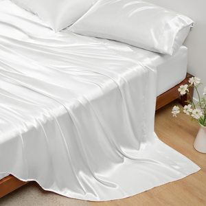 Nhà Máy Bán buôn 100% lụa satin nhà dệt rắn satin phẳng bedsheet <span class=keywords><strong>bedding</strong></span> Set cho phòng ngủ nhà - Product Image 4