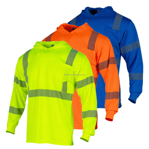 Camisetas de Seguridad Reflectantes de Manga Larga Clase 3 Fluorescentes con Capucha, Logo Personalizado, UPF 50+ y Transpirables para Ropa de Trabajo - Product Image 1