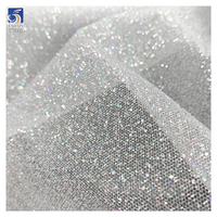 YX992 2026 holografik Super putih debu Glitter kain Tulle lembut Flash berkilau Mesh Glitter kain pernikahan pengantin