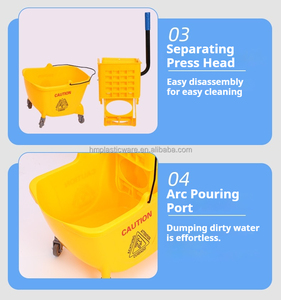 Side Press Wringer Commercial Rectangular <strong>Mop</strong> Bucket With Wheels - Product Image 4