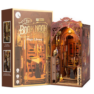 Kit miniature de maison de poupée en bois Wincent avec capteur de mouvement, impression UV, design de mini-librairie, puzzle 3D pour adultes - Product Image 5