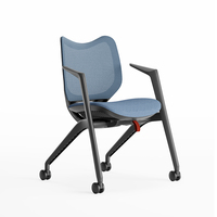 Chaise de formation pliable avec tablette d'écriture, roulettes silencieuses pour salle de classe, salle de séminaire, sièges commerciaux silencieux