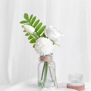 Boules <span class=keywords><strong>de</strong></span> chrysanthème <span class=keywords><strong>rose</strong></span> tulipe blanche fleurs artificielles dans un vase avec fausse <span class=keywords><strong>eau</strong></span> pour la remise des diplômes fête des mères décoration du nouvel an - Product Image 1