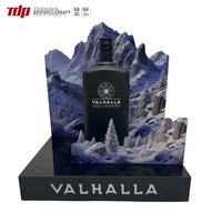 Support de bouteille de vin lumineux en acrylique de haute qualité TDP pour bar à vin, avec motif de montagne enneigée