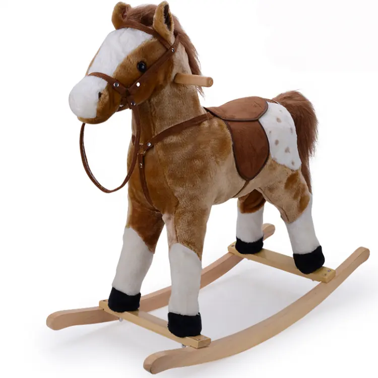 BSCI Factory plush rocking animal plush baby rocking horse with sound