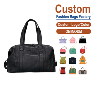 กระเป๋าหนังแท้ทรงดัฟเฟิล ดีไซน์แข็งแรงหรูหรา ใช้ได้ทั้งชายและหญิง พร้อมซิป หูหิ้วคู่ สายสะพายถอดได้ ความจุขนาดใหญ่ เหมาะสำหรับวันหยุดสุดสัปดาห์ - Product Image 1