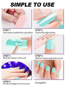 20 Pezzi di Strisce di Smalto Gel Semi-Permanente Rosa Chiaro, Adesivo per Unghie Completo, Adesivo per Nail Art in Gel Impermeabile - Product Image 6