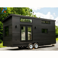 Maison mobile préfabriquée moderne, petite maison sur roues avec grenier, caravane de voyage