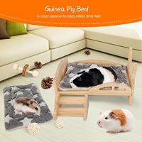 Nichoir et maison en bois pour cochon d'Inde avec escalier, plateforme-lit pour petits animaux, lapins nains, hamsters, chinchillas