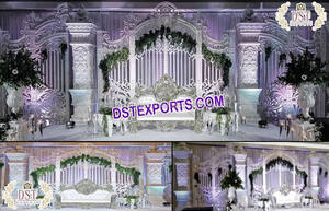 Marco colgante indio tradicional moderno Panel de fondo de escenario de boda real con Panel tallado dorado para decoraciones - Product Image 3