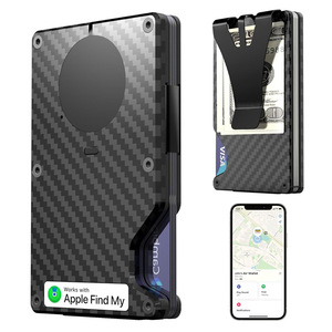 Carbon Fiber Slim <b>Card</b> <b>Holder</b> <b>Wallet</b> With Apple Find My Compatible RFID Blocking Clip Design - Product Image 1