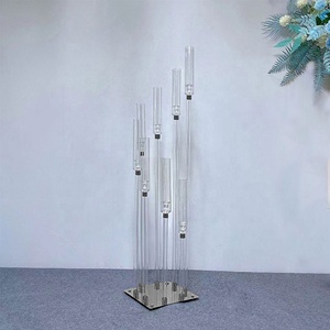 Acryl Transparante Kandelaars Kroonluchter 8 Hoofd 9 Armen Lange Steel Kandelaar Bruiloft Evenement Podium Decoratiestukken - Product Image 3