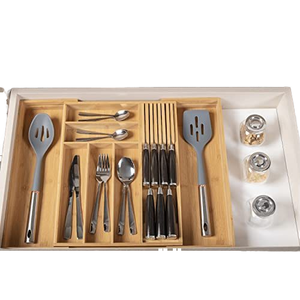 Hộp đựng dao kéo bằng gỗ, có thể mở rộng, bằng tre, có ngăn đựng dao rời và vách ngăn - Product Image 2