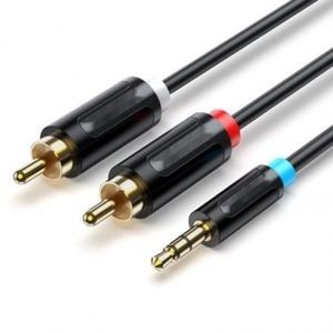 Câble stéréo 3,5 mm vers 2x RCA mâle, 1 m, noir - idéal pour connecter des appareils audio et améliorer la qualité sonore. - Product Image 1