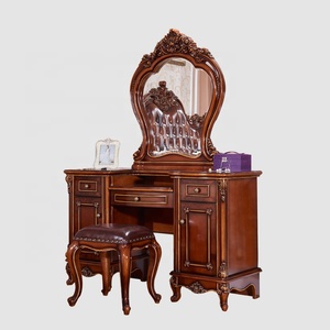Nuevo lujo real antiguo muebles de dormitorio madera armarios con espejo vestidor cajón de la Mesa de tocador - Product Image 5