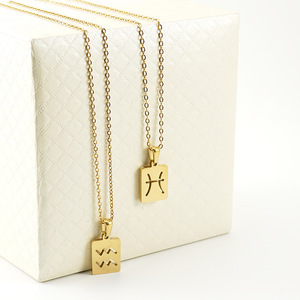 Costellazione vuoto <span class=keywords><strong>segno</strong></span> zodiacale oroscopo <span class=keywords><strong>simbolo</strong></span> oro placcato in acciaio inossidabile ciondolo gioielli alla moda girocollo collane - Product Image 3