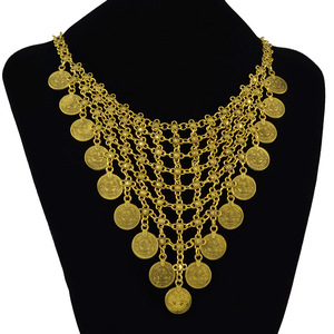 Multi-Layer Turkish Gypsy Festival Beach Charm <strong>Necklace</strong> Custom Gold Plated Alloy Link Chain Boho Style - Product Image 2