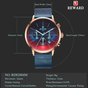 REWARD 82004 Nuovo Design Orologio da Polso VIP al Quarzo Blu per <span class=keywords><strong>Uomo</strong></span>, Cronografo <span class=keywords><strong>24</strong></span> <span class=keywords><strong>Ore</strong></span> con Cambio Colore, Orologio da Polso Business - Product Image 3