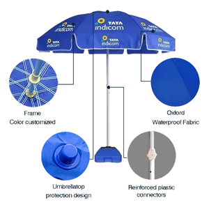Parasol publicitaire réversible avec impression de logo personnalisé, protection UV, pliable, pour extérieur, patio, plage, grand format - Product Image 2