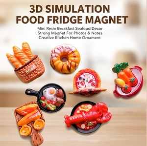 3D Simulation Food Resin Fridge Magnet Mini Bread Pizza Lobster Breakfast Model Refrigerator Magnets Kitchen Home Decor <b>Sticker</b> - Product Image 1