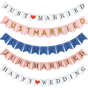 אני אוהב אותך/חתונה מאושרת/רק דגלים נייר נשוי דגלים מגרלנד עבור יום נישואין הצעה חתונה יום נישואין - Product Image 2