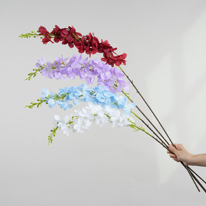 Fleur artificielle Greenway Larkspur à branche unique, pétales en PVC blancs, rouges, bleus, violets, arrangement floral décoratif - Product Image 2