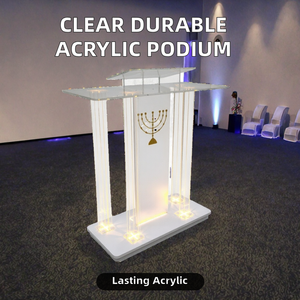 Pupitre moderne en acrylique et lucite avec éclairage LED, présentoir transparent pour présentations, églises et mariages - Product Image 2