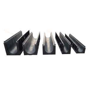 Canale di scarico in plastica a forma di U nero leggero e resistente da 1000mm con coperchio in acciaio inossidabile - Product Image 4