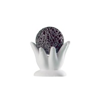 Diffuseur artistique en pierre de lave à main Support à main unique en céramique blanche avec sphère volcanique noire Essentiel d'aromathérapie