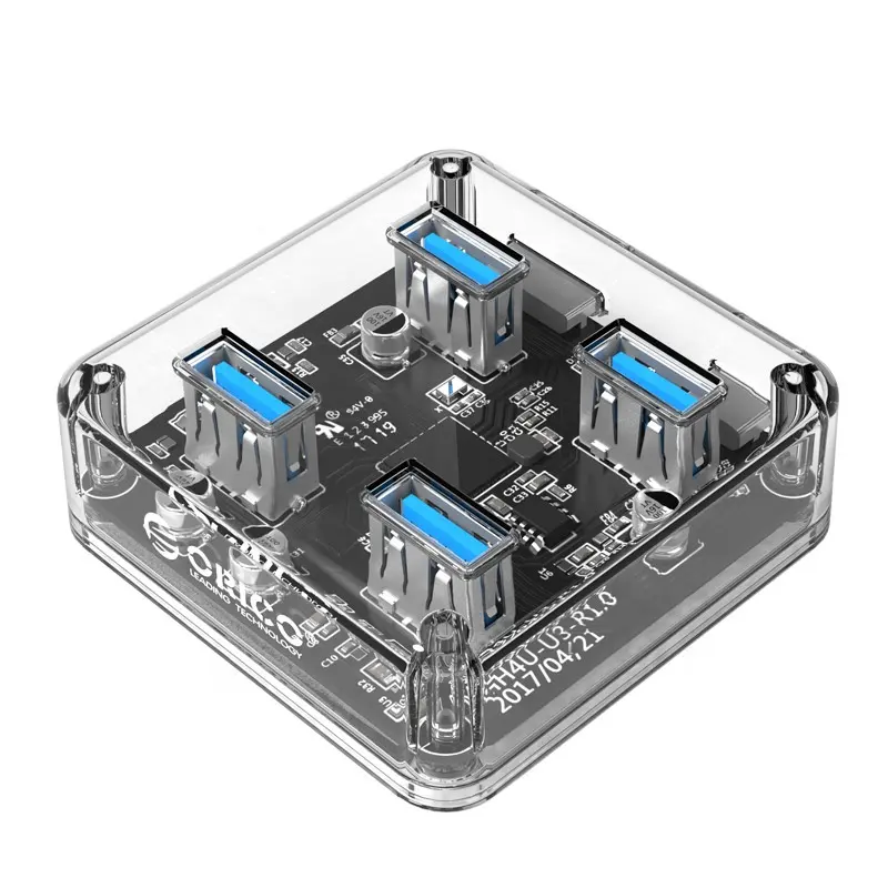 Orico-Hub transparente con 4 puertos USB 3,0, Hub MH4U-U3