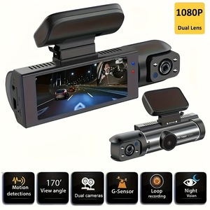 מקליט וידאו לרכב עם מסך LCD 360 מעלות, ראיית לילה HD ו-1080P, עדשה כפולה קדמית/פנימית, אחריות לשנה - Product Image 2