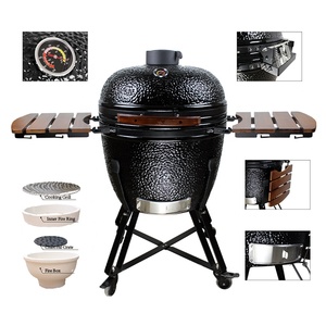 Barbecue Kamado SEB KAMADO 23,5 pouces, <span class=keywords><strong>noir</strong></span>, grand modèle, en céramique, forme d'œuf, pour cuisine extérieure, fumoir en céramique - Product Image 3
