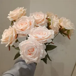 U-0309 seta di alta qualità 9 teste Bouquet di fiori artificiali rosa per matrimonio