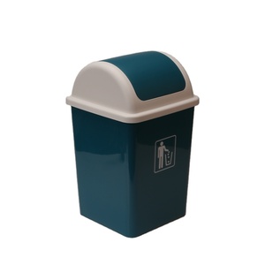 Cubo de basura cuadrado con tapa enrollable para oficina y cocina, cubo de basura apilable de plástico con cubierta - Product Image 1