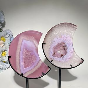 Venta al por Mayor de Piedra Natural de Ágata Rosa de Alta Calidad en Forma de Corazón y Luna para Decoración del Hogar y Regalos Festivos - Product Image 5