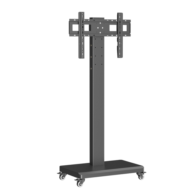 26"-55" TV Cart Multifunctional Steel Height Adjustable Mobile Vertical Screen Stand 360 Rotation Heavy Duty 50kg Capacity