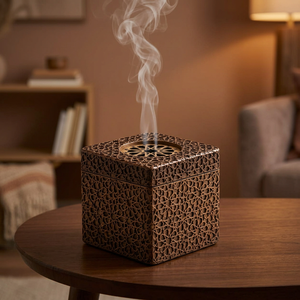 Quemador de Incienso de Madera Hecho a Mano con Tallado Floral, Material de Madera de Sándalo, Difusor Aromático para Uso en Todas las Estaciones - Product Image 1