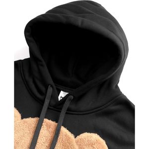 Sweat-shirt à capuche pour homme FOXA, avec broderie d'appliqué ours, poche, tricoté, streetwear, sweat-shirt graphique - Product Image 5