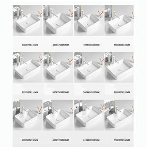 Lavabo Rectangular Moderno de Cerámica, Lavabo de Baño Blanco para Encimera con Esquinas Redondeadas para Hogar/Hotel - Product Image 4