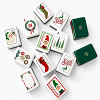 Modernas Fichas de Mahjong Verdes de Navidad, 160 Piezas, Fichas Acrílicas de 4 Capas, Regalo Navideño Rojo de Santa, Marca YAJI, YAJI888, MOQ 1 Juego