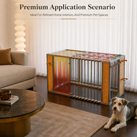Cage pour chien en profilé aluminium, panneaux en acrylique transparent et en bois écologique, porte verrouillable, cage pour animaux de compagnie sur mesure