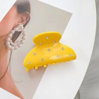 Pinces à cheveux en acétate diamanté couleur bonbon de 6,5 cm, élégantes et simples, pour femmes