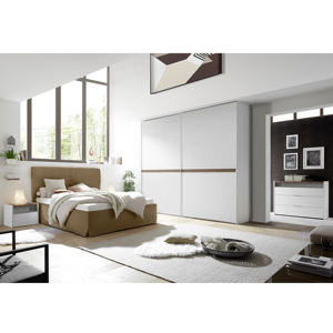 Ensemble de chambre complet, modèle AMALTI, blanc et noyer - Product Image 1