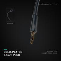 Microphone de remplacement pour casque de jeu Razer BlackShark V3 V3 Pro, détachable, plaqué or, prise à trois pôles, 16 cm, noir