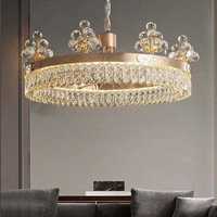 Lustre en cristal doré Zeal Lighting, luminaire suspendu rond à LED avec décor en grappe de raisins pour salon