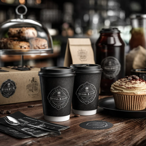 Tại Gói 8Oz 12Oz 16Oz 20Oz Phân Hủy Sinh Học Dùng Một Lần Cafe Takeaway Carton Tường Đơn Đôi Tường Cà Phê PLA Cốc Giấy Với Nắp - Product Image 1