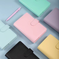 Vente flash : classeur à enveloppes pour budget et dépenses, couleur macaron, portable, avec dossier, feuilles mobiles, classeur en cuir PU, carnet de notes