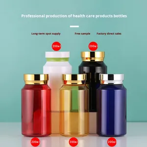 Nhà Sản Xuất 200Ml <span class=keywords><strong>Pet</strong></span> Cao Cấp Nhựa Pha Chế Chai Rỗng Y Lozenge Kẹo Cá Dầu Viên Nang Chai Cho Sức Khỏe - Product Image 2